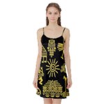 Maya Style Gold Linear Totem Icons Satin Night Slip