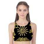 Maya Style Gold Linear Totem Icons Tank Bikini Top