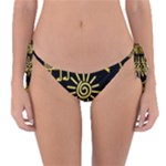 Maya Style Gold Linear Totem Icons Reversible Bikini Bottoms