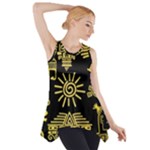 Maya Style Gold Linear Totem Icons Side Drop Tank Tunic