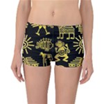 Maya Style Gold Linear Totem Icons Reversible Boyleg Bikini Bottoms