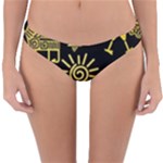 Maya Style Gold Linear Totem Icons Reversible Hipster Bikini Bottoms