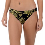 Maya Style Gold Linear Totem Icons Band Bikini Bottoms