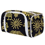 Maya Style Gold Linear Totem Icons Toiletries Pouch