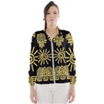 Maya Style Gold Linear Totem Icons Women s Windbreaker