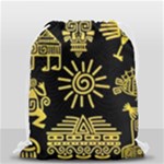 Maya Style Gold Linear Totem Icons Drawstring Bag (Small)