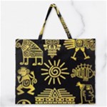Maya Style Gold Linear Totem Icons Zipper Large Tote Bag