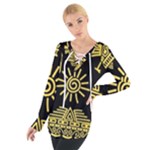 Maya Style Gold Linear Totem Icons Tie Up T-Shirt