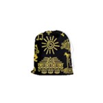 Maya Style Gold Linear Totem Icons Drawstring Pouch (XS)