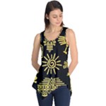 Maya Style Gold Linear Totem Icons Sleeveless Tunic