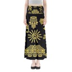 Maya Style Gold Linear Totem Icons Full Length Maxi Skirt
