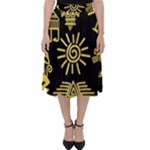Maya Style Gold Linear Totem Icons Classic Midi Skirt