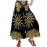 Maya Style Gold Linear Totem Icons Women s Satin Palazzo Pants