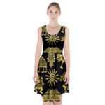 Maya Style Gold Linear Totem Icons Racerback Midi Dress