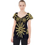 Maya Style Gold Linear Totem Icons Lace Front Dolly Top