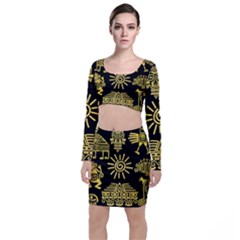 Long Sleeve Crop Top & Bodycon Skirt Set 