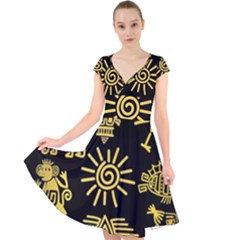 Cap Sleeve Front Wrap Midi Dress 