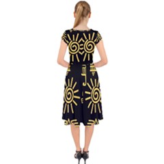 Cap Sleeve Front Wrap Midi Dress 