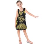 Maya Style Gold Linear Totem Icons Kids  Sleeveless Dress