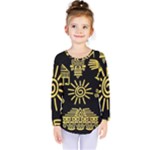 Maya Style Gold Linear Totem Icons Kids  Long Sleeve T-Shirt