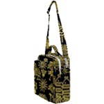 Maya Style Gold Linear Totem Icons Crossbody Day Bag