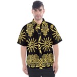 Maya Style Gold Linear Totem Icons Men s Short Sleeve Shirt