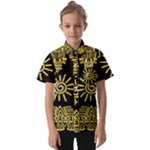 Maya Style Gold Linear Totem Icons Kids  Short Sleeve Shirt