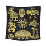 Maya Style Gold Linear Totem Icons Square Tapestry (Small)