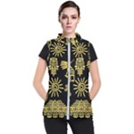 Maya Style Gold Linear Totem Icons Women s Puffer Vest