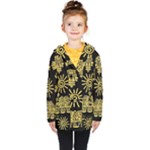 Maya Style Gold Linear Totem Icons Kids  Double Breasted Button Coat
