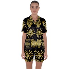 Satin Short Sleeve Pajamas Set 