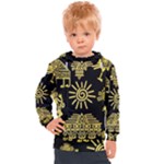 Maya Style Gold Linear Totem Icons Kids  Hooded Pullover