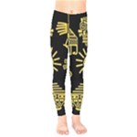 Maya Style Gold Linear Totem Icons Kids  Leggings