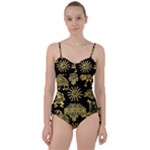 Maya Style Gold Linear Totem Icons Sweetheart Tankini Set