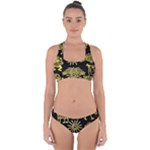 Maya Style Gold Linear Totem Icons Cross Back Hipster Bikini Set