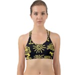 Maya Style Gold Linear Totem Icons Back Web Sports Bra