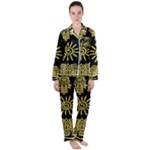 Maya Style Gold Linear Totem Icons Women s Long Sleeve Satin Pajamas Set	