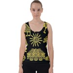 Maya Style Gold Linear Totem Icons Velvet Tank Top