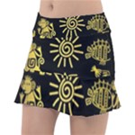 Maya Style Gold Linear Totem Icons Classic Tennis Skirt