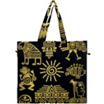 Maya Style Gold Linear Totem Icons Canvas Travel Bag