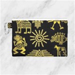 Maya Style Gold Linear Totem Icons Canvas Cosmetic Bag (Large)