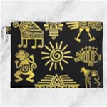 Maya Style Gold Linear Totem Icons Canvas Cosmetic Bag (XXL)
