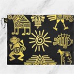 Maya Style Gold Linear Totem Icons Canvas Cosmetic Bag (XXXL)