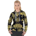 Maya Style Gold Linear Totem Icons Women s Overhead Hoodie
