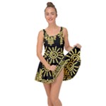 Maya Style Gold Linear Totem Icons Inside Out Casual Dress