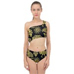 Maya Style Gold Linear Totem Icons Spliced Up Two Piece Swimsuit