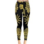 Maya Style Gold Linear Totem Icons Inside Out Leggings