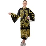 Maya Style Gold Linear Totem Icons Maxi Velvet Kimono