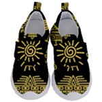 Maya Style Gold Linear Totem Icons Kids  Velcro No Lace Shoes