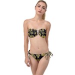 Maya Style Gold Linear Totem Icons Twist Bandeau Bikini Set